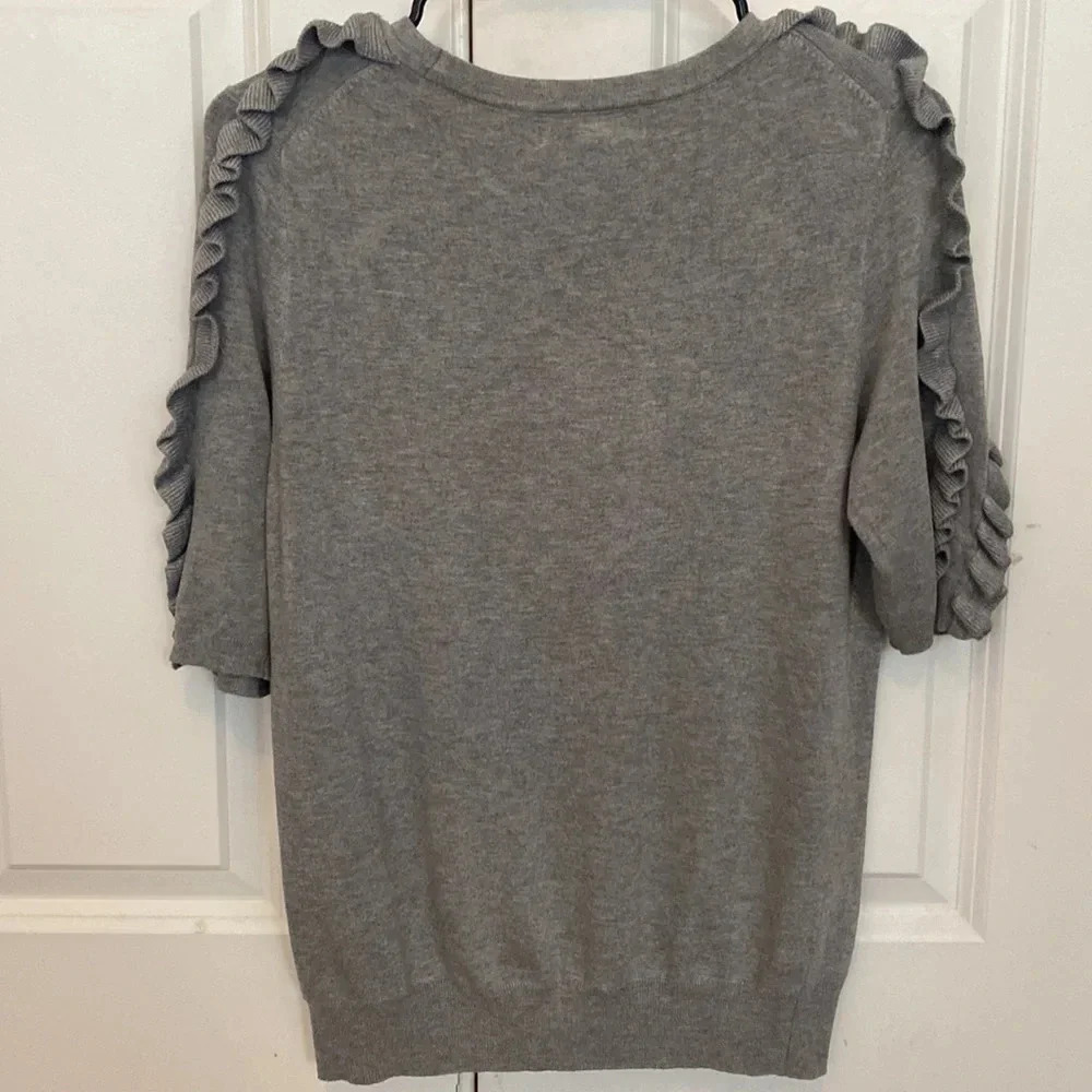 Philosophy ruffled short sleeve sweater size small gray - Picture 3 of 6